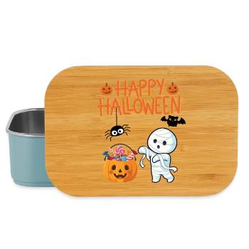 Momie d’Halloween et citrouille avec des bonbons - Boîte à goûter - bleu pâle - Devant