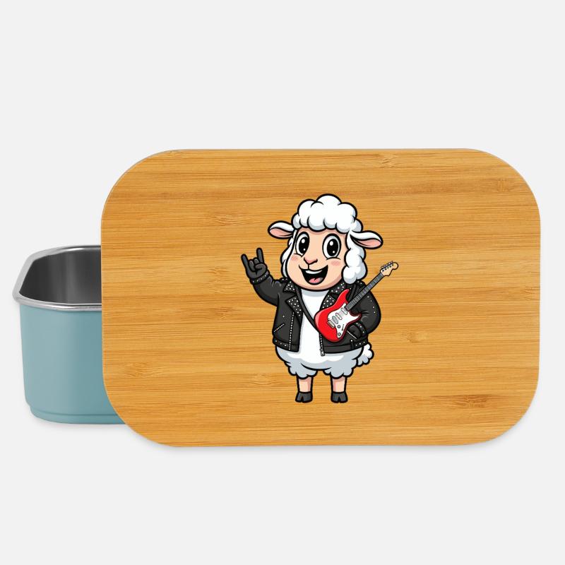 Rocker Sheep with Electric Guitar - Lunch Box - light blue
