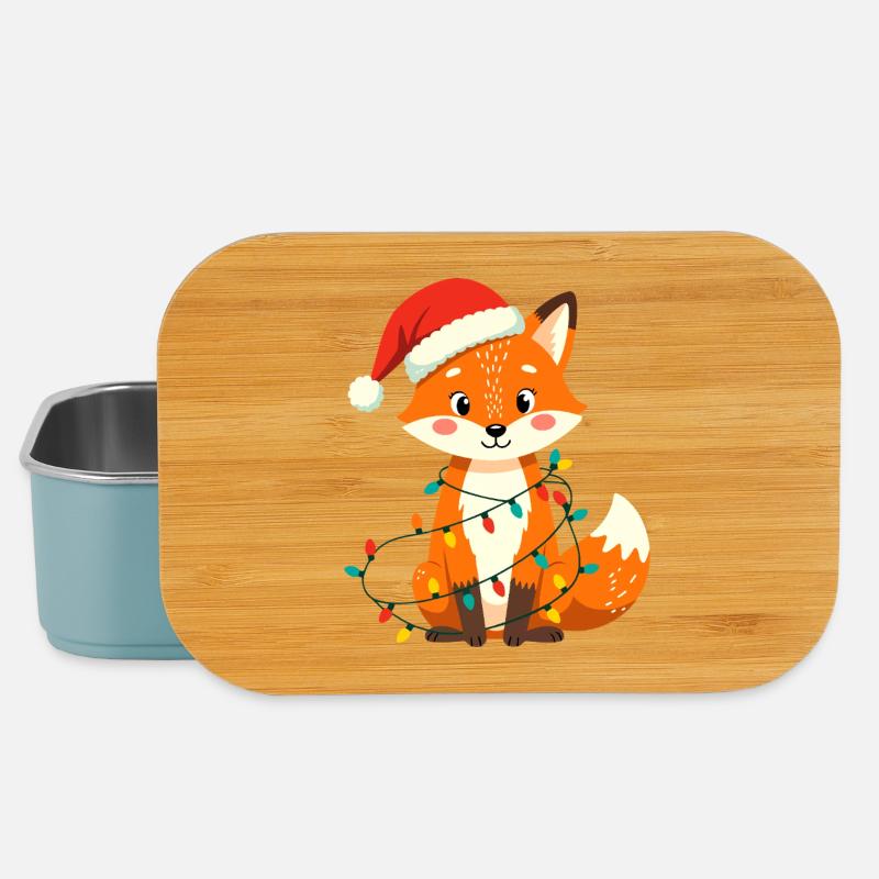 Renard Noël Mignon Drôle Noël Drôle - Boîte à goûter - bleu pâle