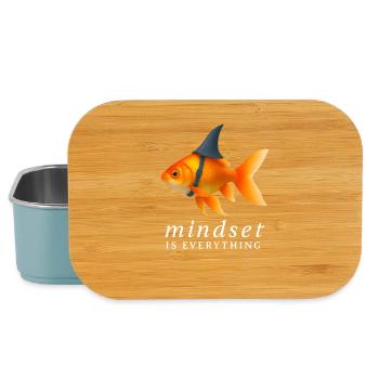 Mindset Goldfisch mit Helm, Motivationsspruch - Lunch Box - Hellblau - Vorne