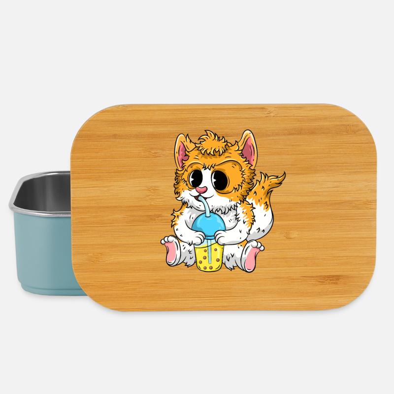 Süße Katze mit Bubble Tea - Lunch Box - Hellblau