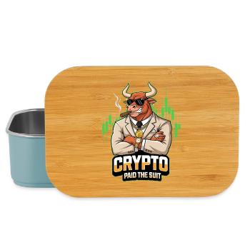 Taureau en costume - Crypto a payé le costume - Boîte à goûter - bleu pâle - Devant