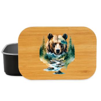 Watercolor Forest Bear - Lunch Box - black - Front