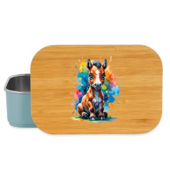 Poney arc-en-ciel dans une touche de couleur - Boîte à goûter - bleu pâle - Devant