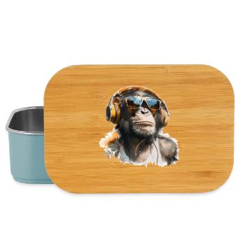 Affe mit Kopfhörern und Sonnenbrille - Lunch Box - Hellblau - Vorne