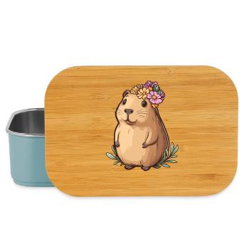 Kapibara with flower wreath - Lunch Box - light blue - Front