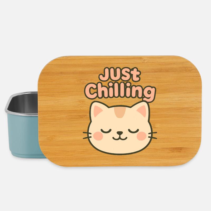 Just Chilling Cat Illustration - Lunch Box - light blue