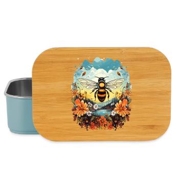 Bee light over flower meadow - Lunch Box - light blue - Front