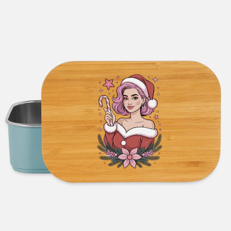 Mrs Claus Candy, Weihnachts Shirt, süß - Lunch Box - Hellblau