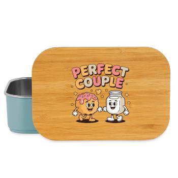 Perfect Couple Donut And Milk Cartoon Fun - Lunch Box - light blue - Front