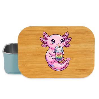 Pink Axolotl Boba Tea  - Lunch Box - light blue - Front
