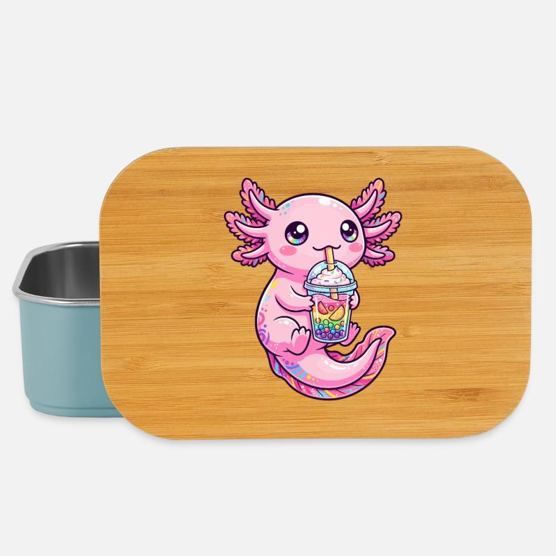 Thé Boba Axolotl Rose - Boîte à goûter - bleu pâle