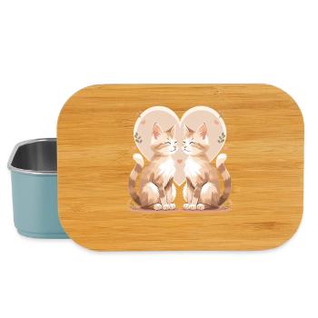 Couple of cats in heart duo - Lunch Box - light blue - Front