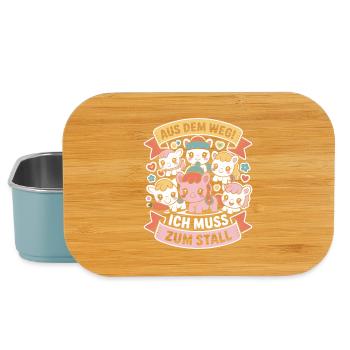 Riding out of the way to the stable horse girl horses - Lunch Box - light blue - Front