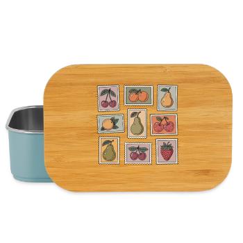 Pastel Fruit Stamp Pattern - Lunch Box - light blue - Front