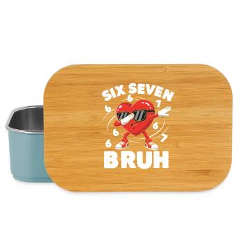 Six Seven Bruh Heart Cartoon - Boîte à goûter - bleu pâle - Devant
