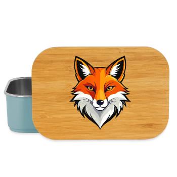 Bold Fox Head Illustration Red Fox Head Motif - Lunch Box - light blue - Front