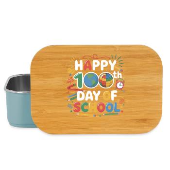 100e jour d’école – Joie colorée de l’apprentissage - Boîte à goûter - bleu pâle - Devant