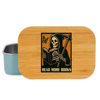 Lesen rettet Leben: Sensenmann der Tod mit Humor - Lunch Box - Hellblau - Vorne
