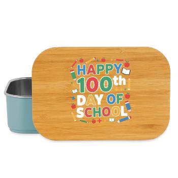 Happy 100th day of school – colourful school - Lunch Box - light blue - Front