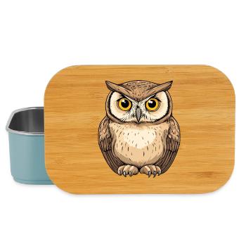 Forest Owl Eyes Detail Drawing - Lunch Box - light blue - Front