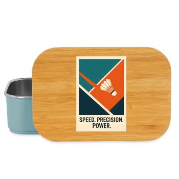 Puissance Vitesse Précision | Déclaration sur le badminton - Boîte à goûter - bleu pâle - Devant