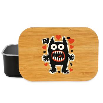 Herz Monster mit riesigen Zähnen - Lunch Box - Schwarz - Vorne