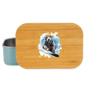 Labrador Hund Snowboard - Lunch Box - Hellblau - Vorne