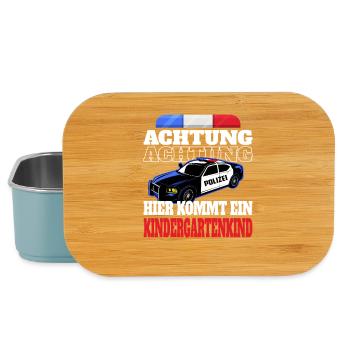 Attention police car kindergarten child - Lunch Box - light blue - Front
