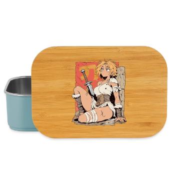 Blonde warrior with sword in manga style - Lunch Box - light blue - Front