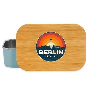 Berlin Skyline Sunset Retro Badge Design - Lunch Box - light blue - Front
