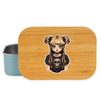 Skull Braid Goth Girl Tee - Lunch Box - light blue - Front