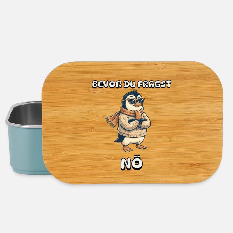 Bevor Du Fragst Nein - cooler Pinguin - Lunch Box - Hellblau