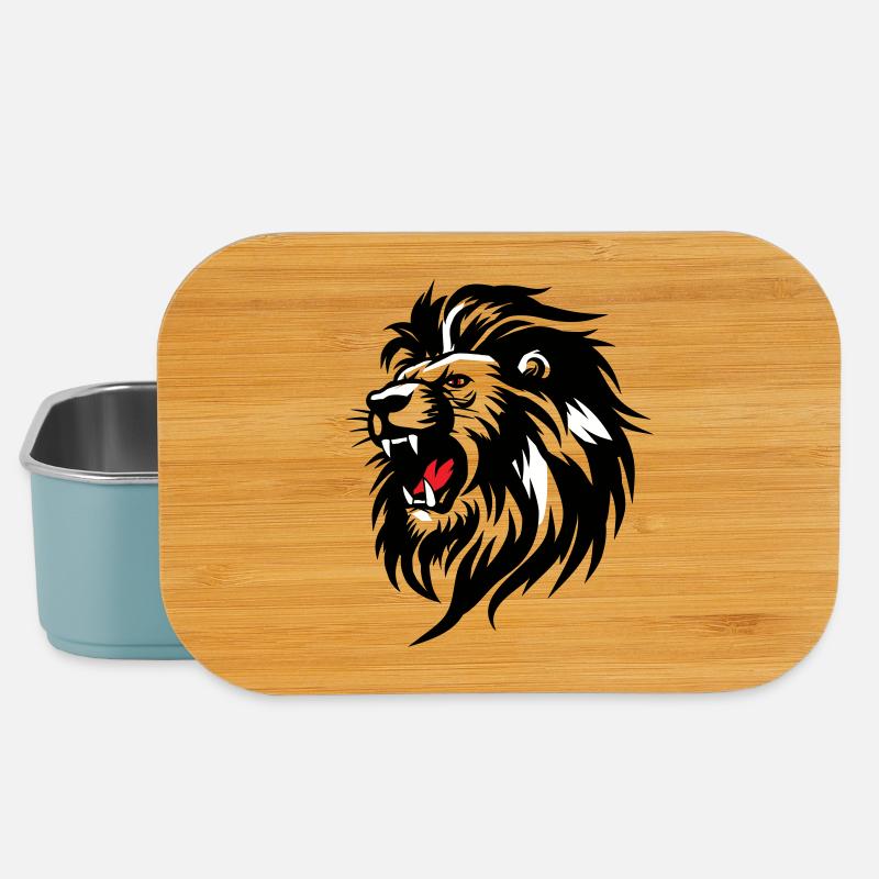 Rowing Lion Silhouette with Red Tongue - Lunch Box - light blue