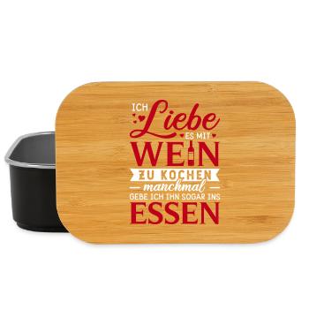 Liebe es mit Wein zu Kochen / Lustiger Spruch - Lunch Box - Schwarz - Vorne