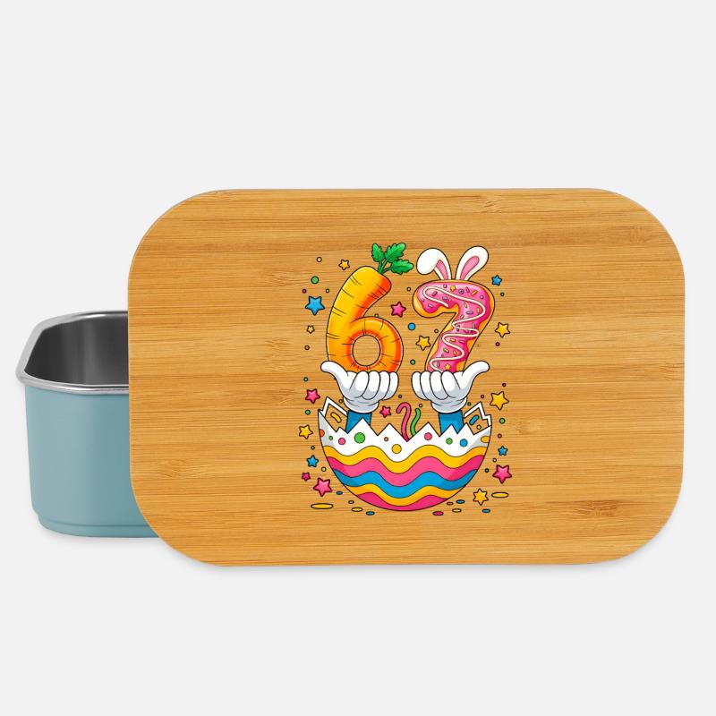 Easter Eggs Cute Bunny Six Seven 67 - Lunch Box - light blue