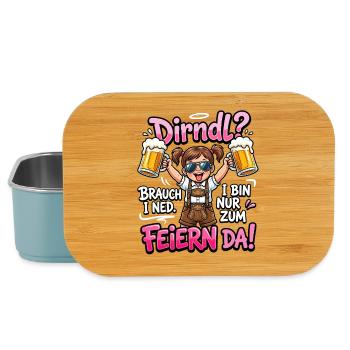 Ersatz Dirndl T-Shirt Tracht Damen Trachtenshirt - Lunch Box - Hellblau - Vorne