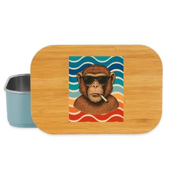 Wave Chimp with Sunglasses - Lunch Box - light blue - Front