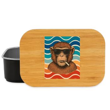 Wellen-Chimp mit Sonnenbrille - Lunch Box - Schwarz - Vorne