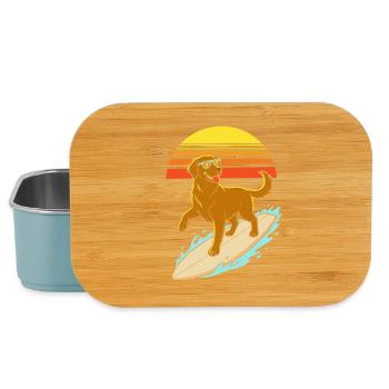 Chien surfeur à lunettes – style rétro de plage - Boîte à goûter - bleu pâle - Devant