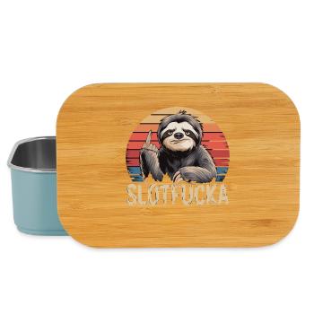  Faultier Mittelfinger Retro Humor Sarkasmus - Lunch Box - Hellblau - Vorne
