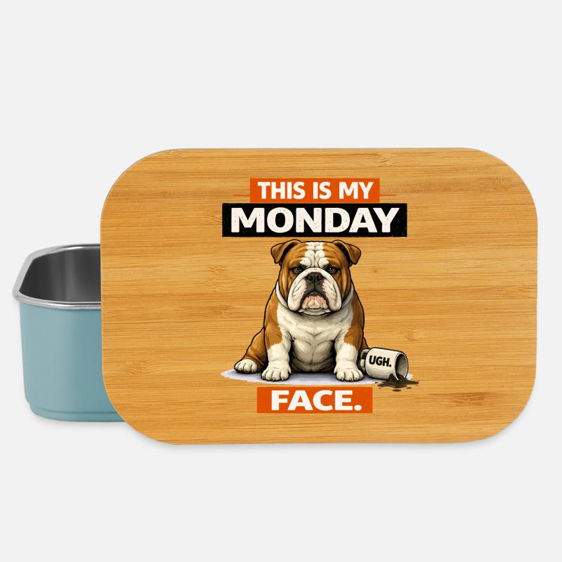 Bulldog Monday Face Graphic Tee - Lunch Box - Hellblau
