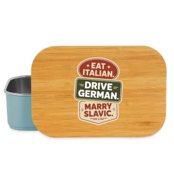 Eat Italian Drive German Marry Slavic Balkan Auto - Lunch Box - Hellblau - Vorne