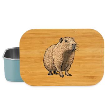 Nature Tones Capybara Illustration - Lunch Box - light blue - Front