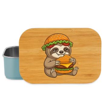 Dessin animé Paresseux avec Burger - Boîte à goûter - bleu pâle - Devant