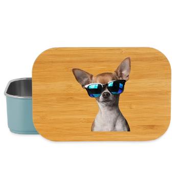 Cooler Chihuahua Sonnenbrille witziger Hund - Lunch Box - Hellblau - Vorne