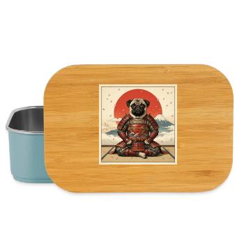 Samurai Mopshund Krieger Japanisches Kunstdesign - Lunch Box - Hellblau - Vorne