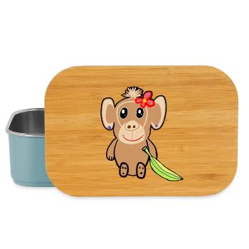 Banane Affe Kinder Zoo Zootiere - Lunch Box - Hellblau - Vorne