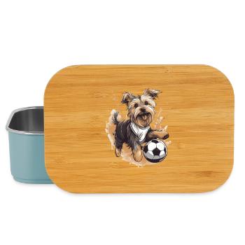 Yorkshire Terrier Dog Football Sports - Lunch Box - light blue - Front