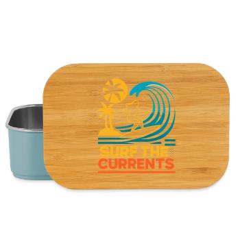 Surf The Currents Waves Palm Trees Beach Motif - Lunch Box - light blue - Front